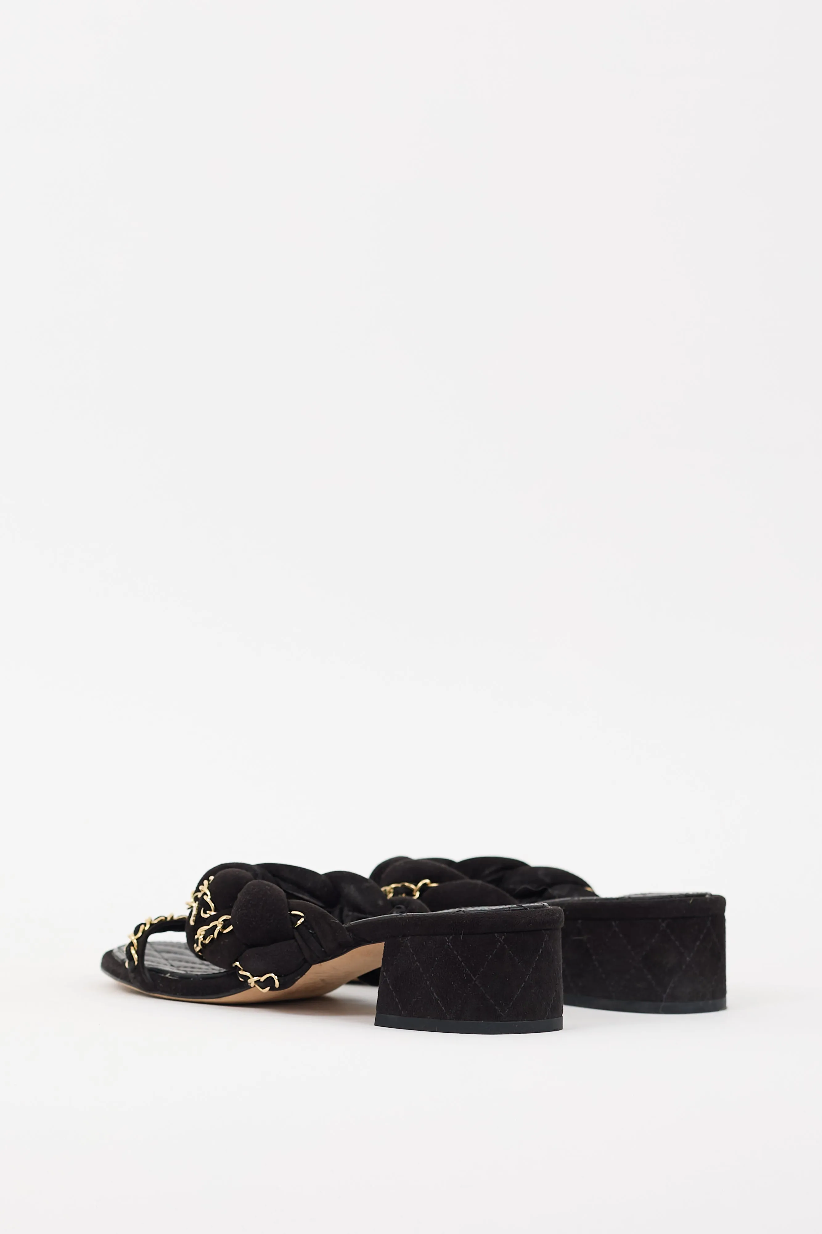 2017 Black & Gold Suede Chain Braided CC Sandal