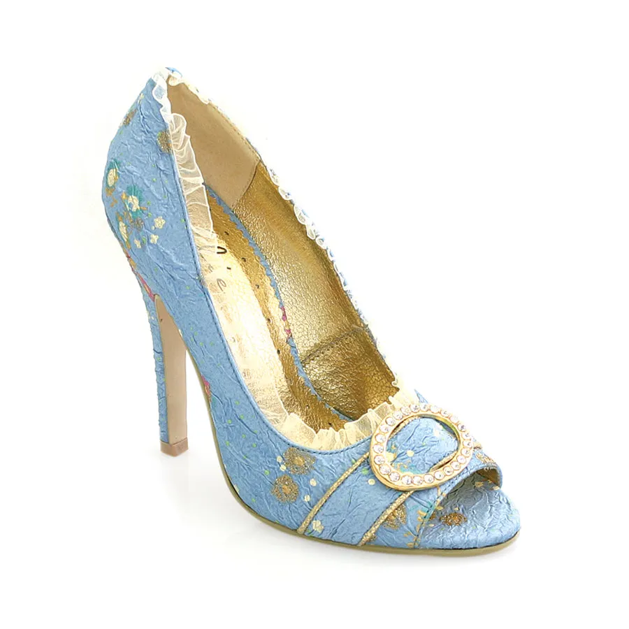 418-TORI 4.5" Decorative Fabric Peep-Toe W/Rhinestones.