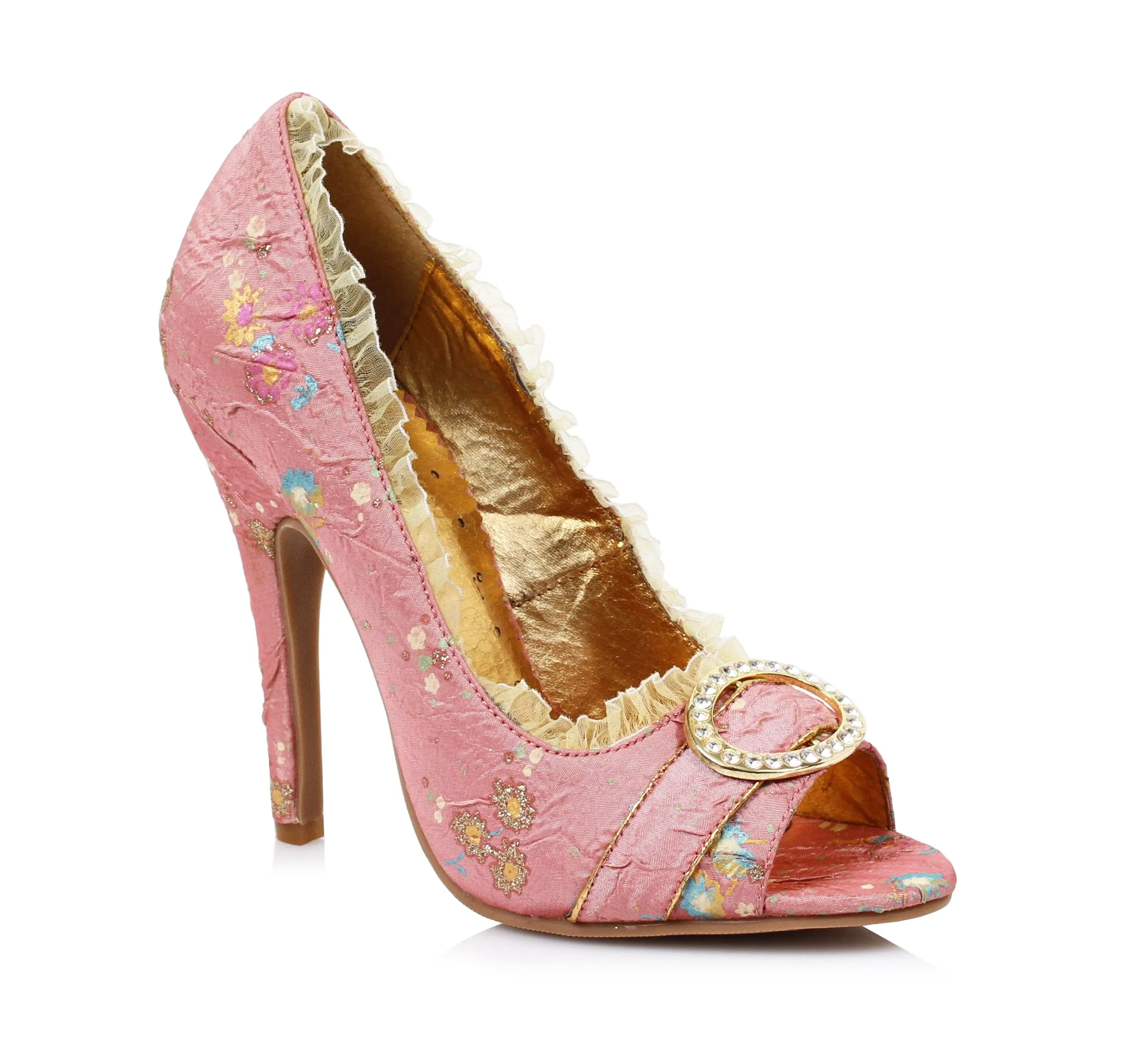 418-TORI 4.5" Decorative Fabric Peep-Toe W/Rhinestones.