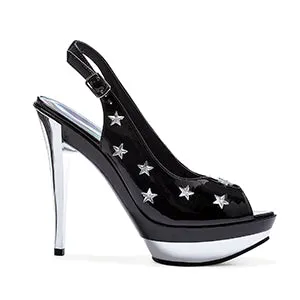 515-SKYLAR 5" Peep Toe Sling Back with star accents & Chrome Heel