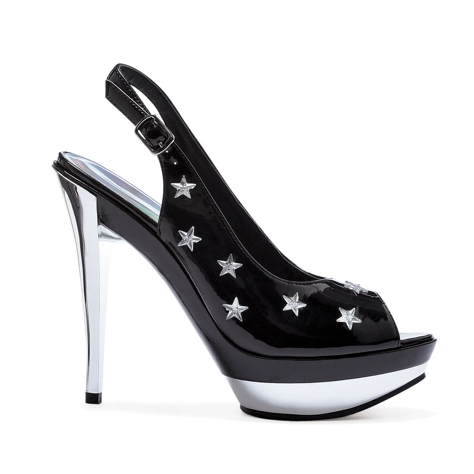 515-SKYLAR 5" Peep Toe Sling Back with star accents & Chrome Heel