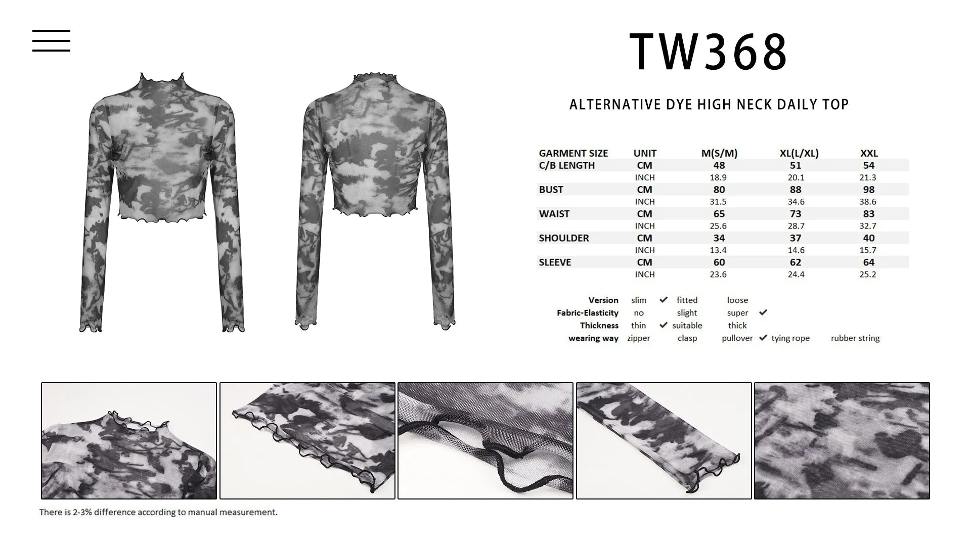 Alternative dye high neck daily top TW368
