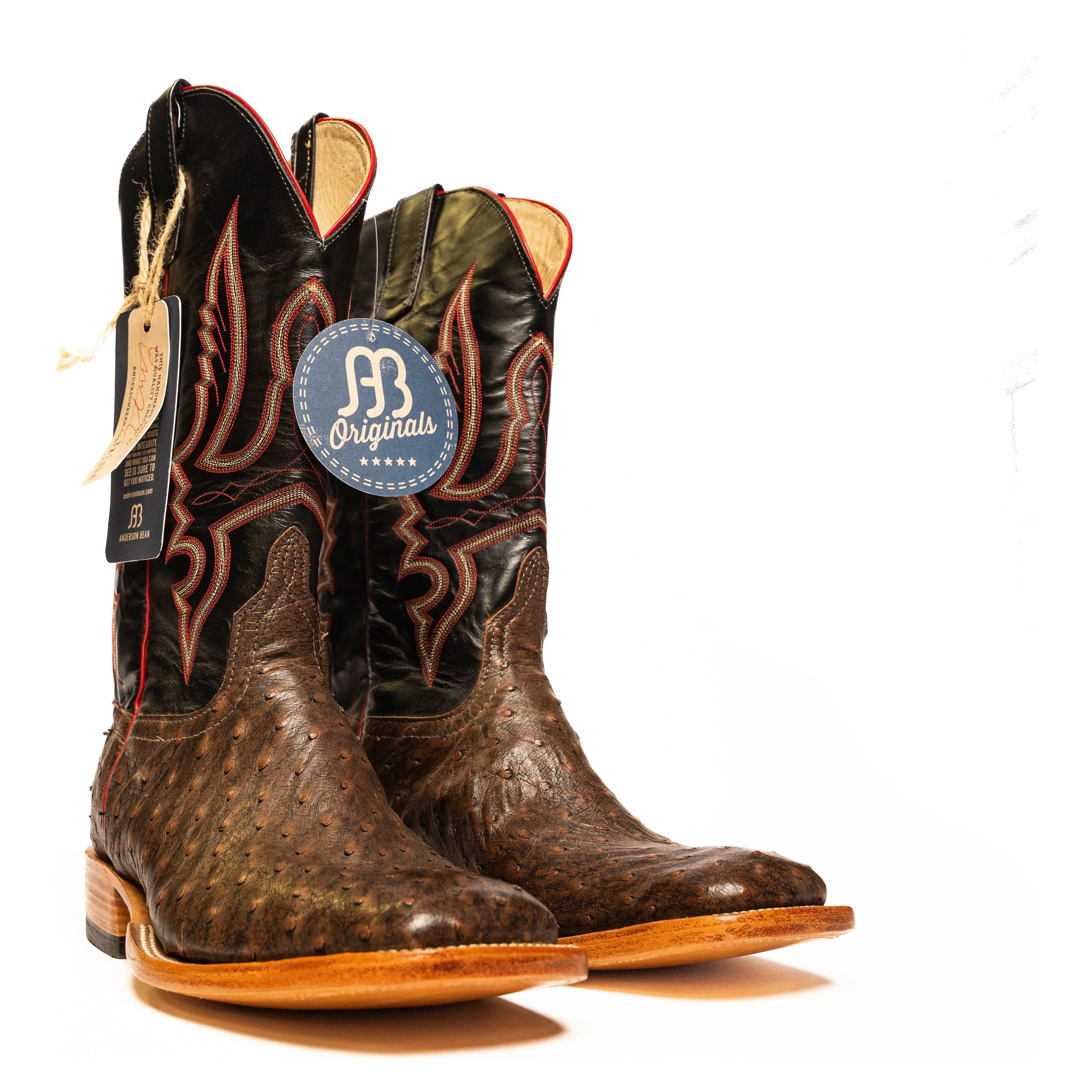 Anderson Bean Kango Tobacco Full Quill Ostrich with Black Glove Top