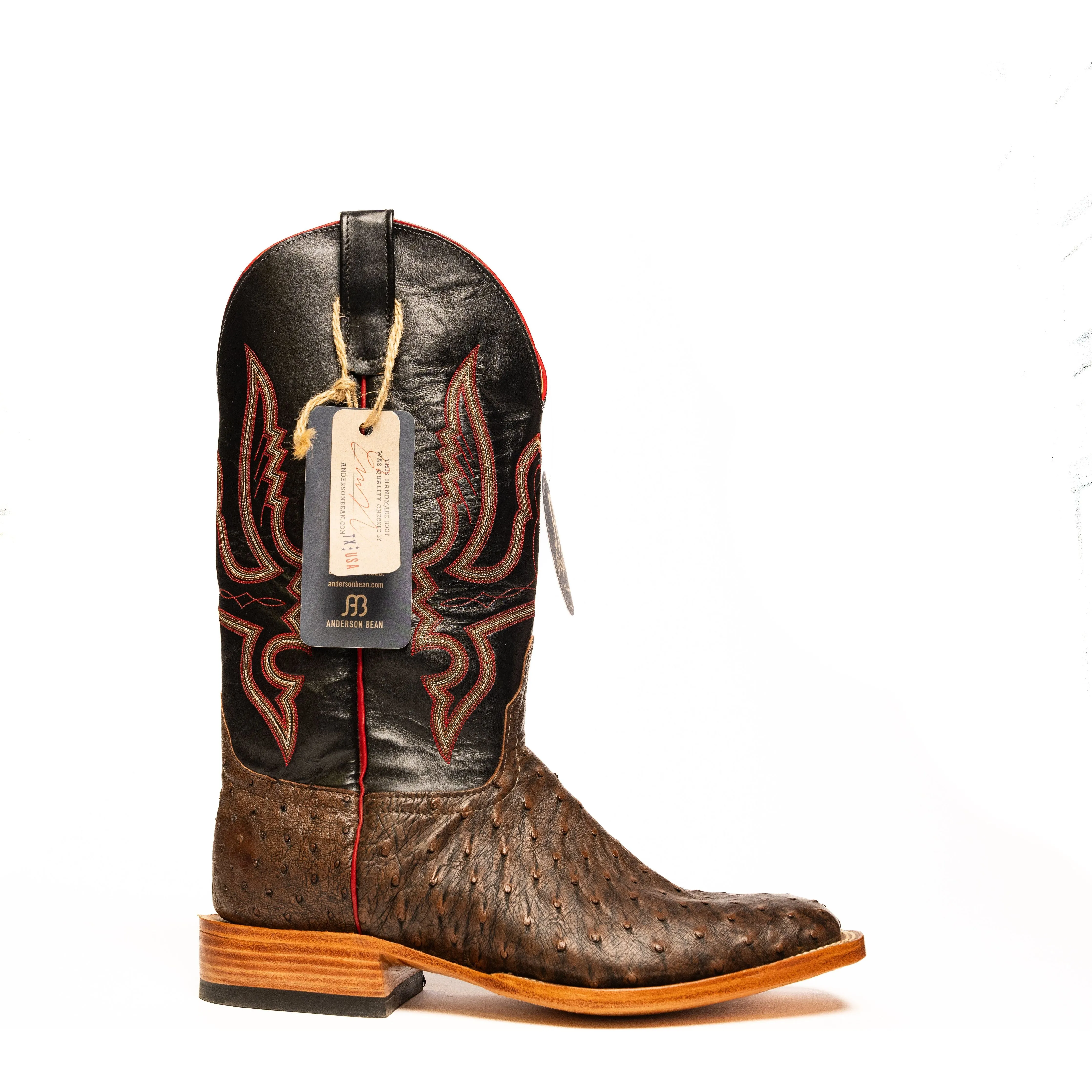 Anderson Bean Kango Tobacco Full Quill Ostrich with Black Glove Top