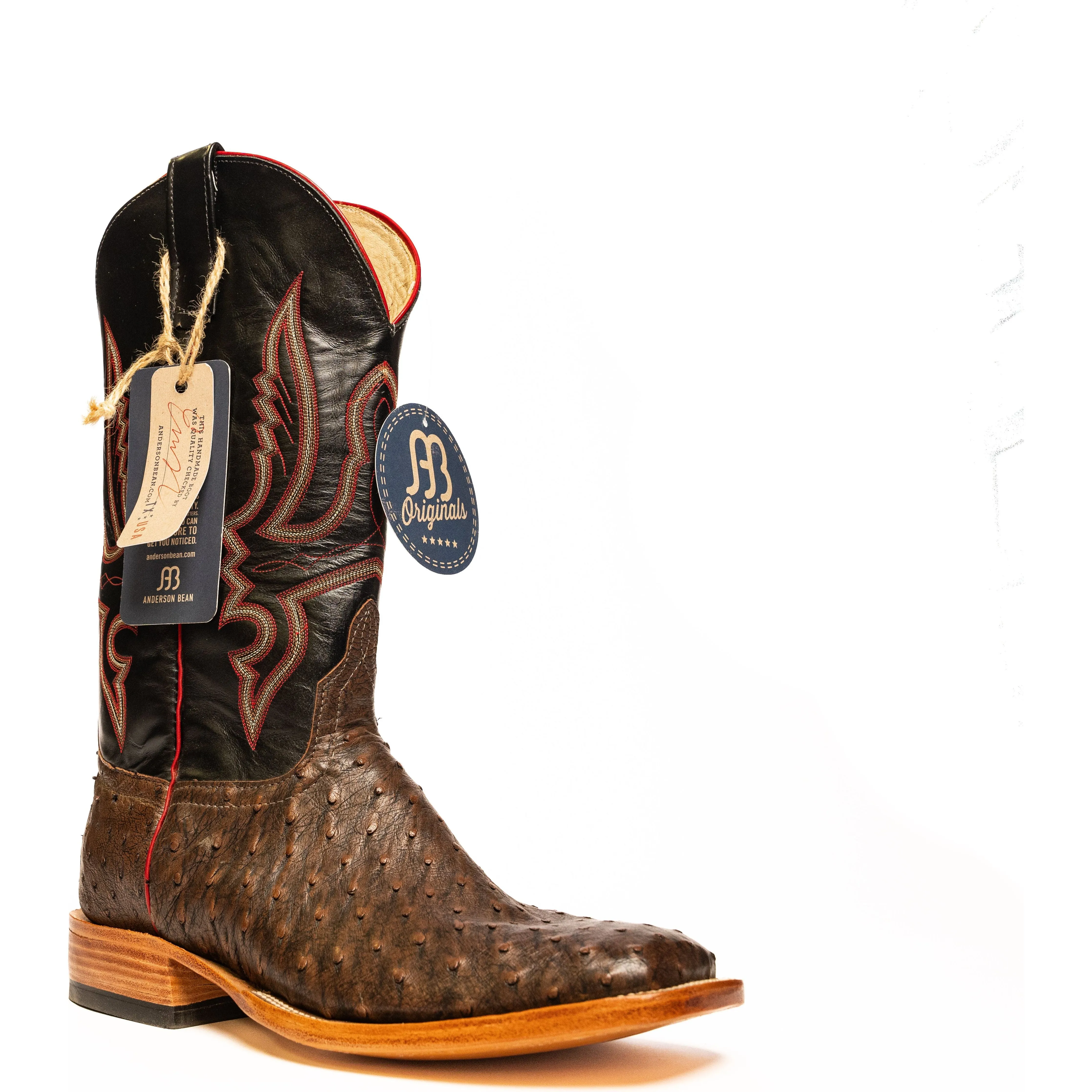 Anderson Bean Kango Tobacco Full Quill Ostrich with Black Glove Top