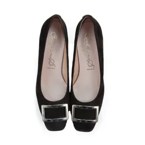 Bailarinas FLORA CFT Dark Brown Suede Leather Classic Square Toe Pump