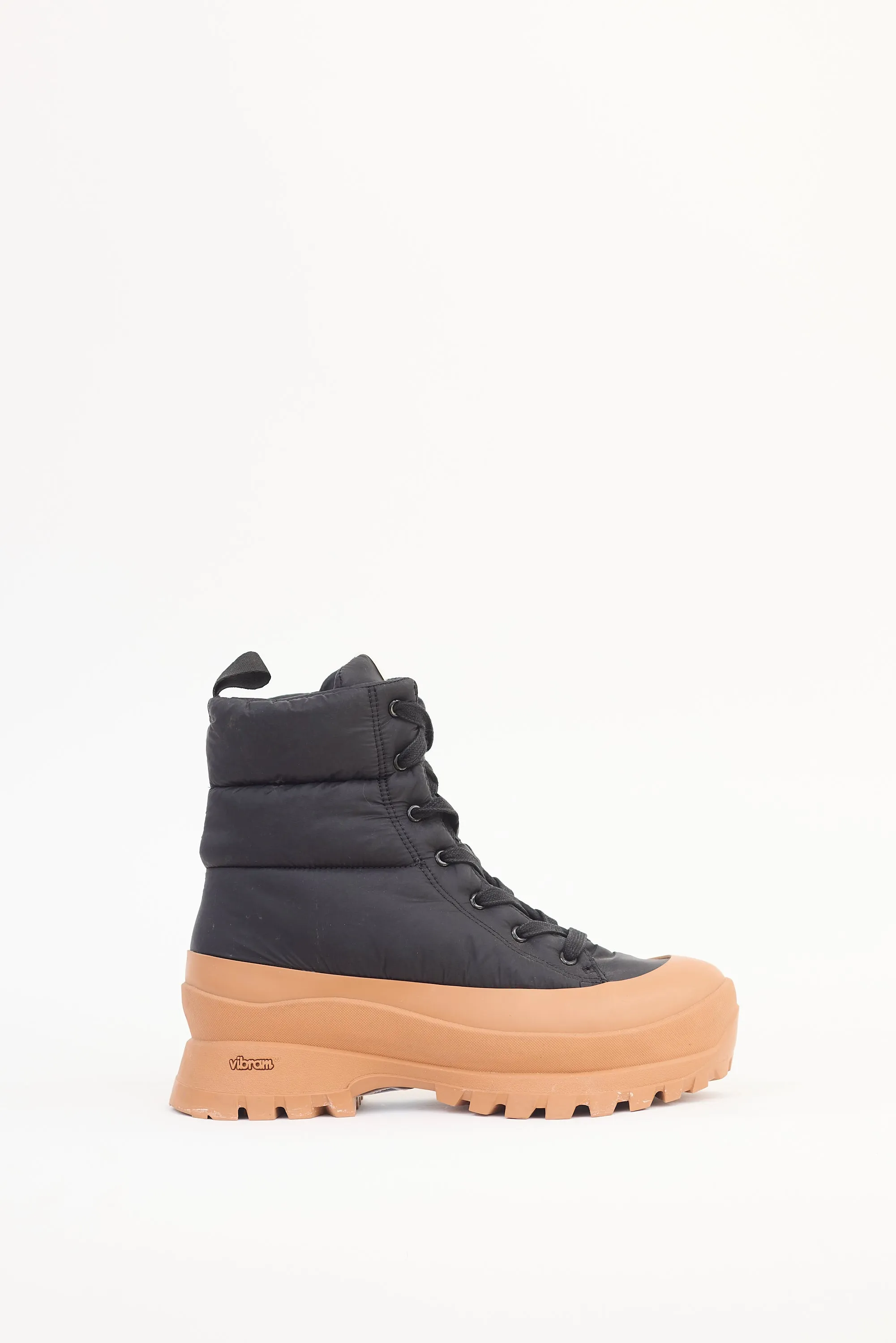 Black & Brown Nylon Quilted Boot
