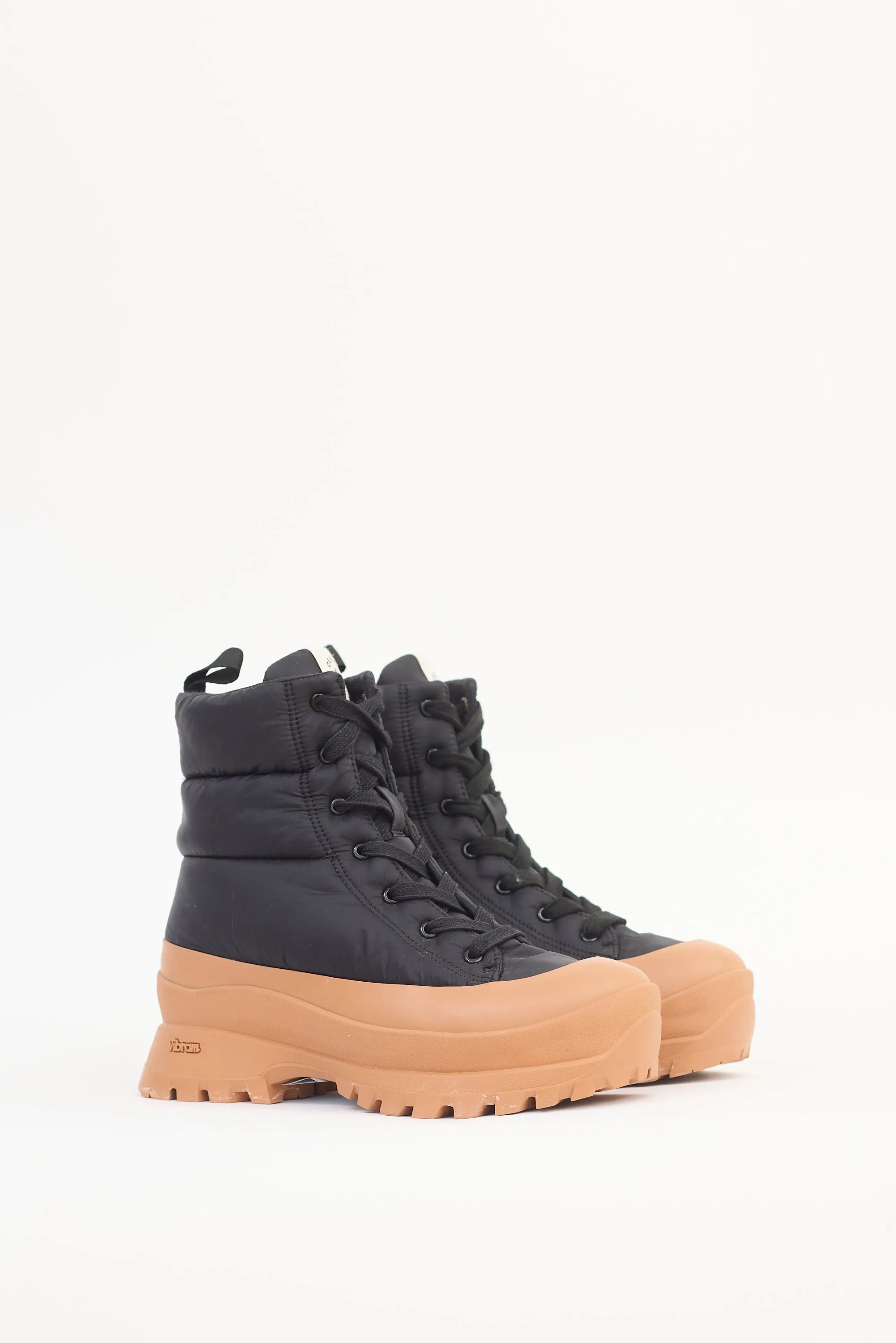 Black & Brown Nylon Quilted Boot