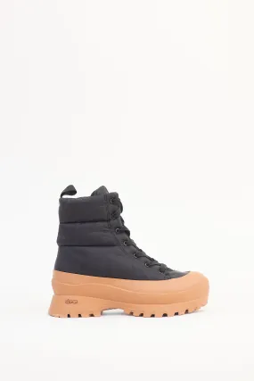 Black & Brown Nylon Quilted Boot