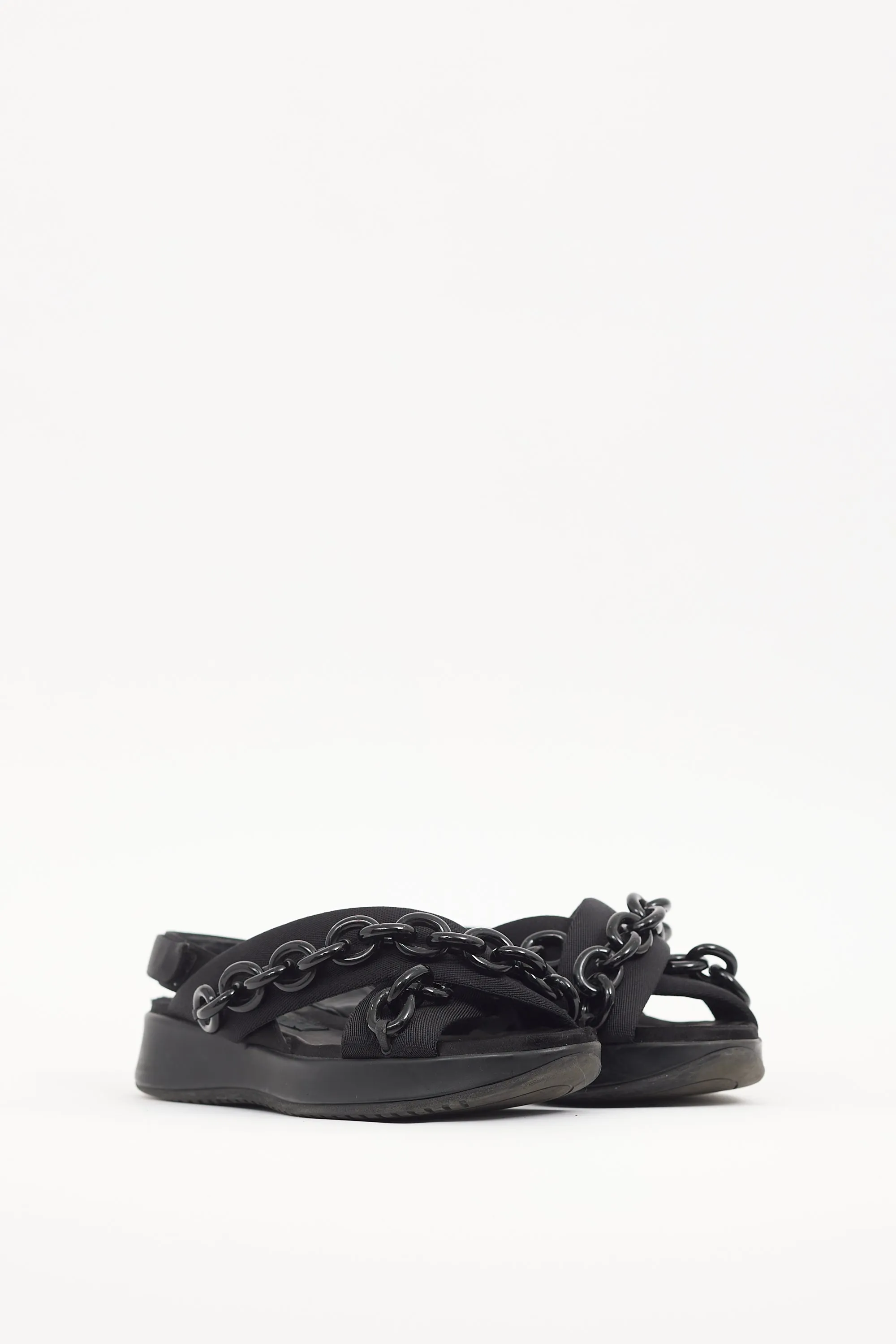 Black Criss Cross Chain Sandal