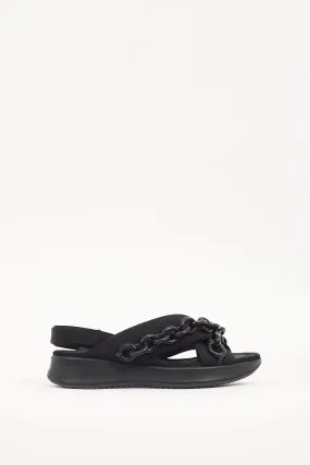 Black Criss Cross Chain Sandal