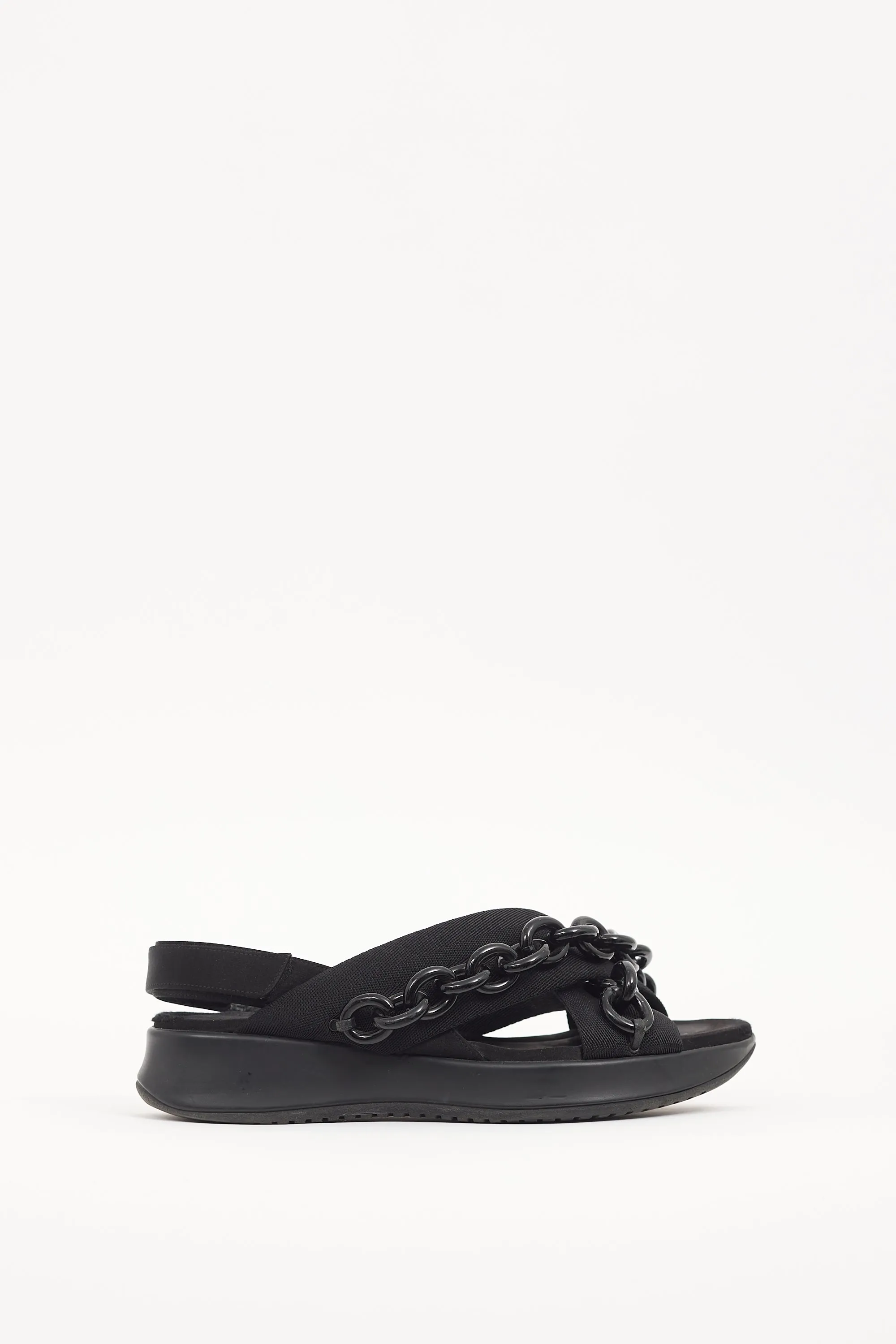 Black Criss Cross Chain Sandal