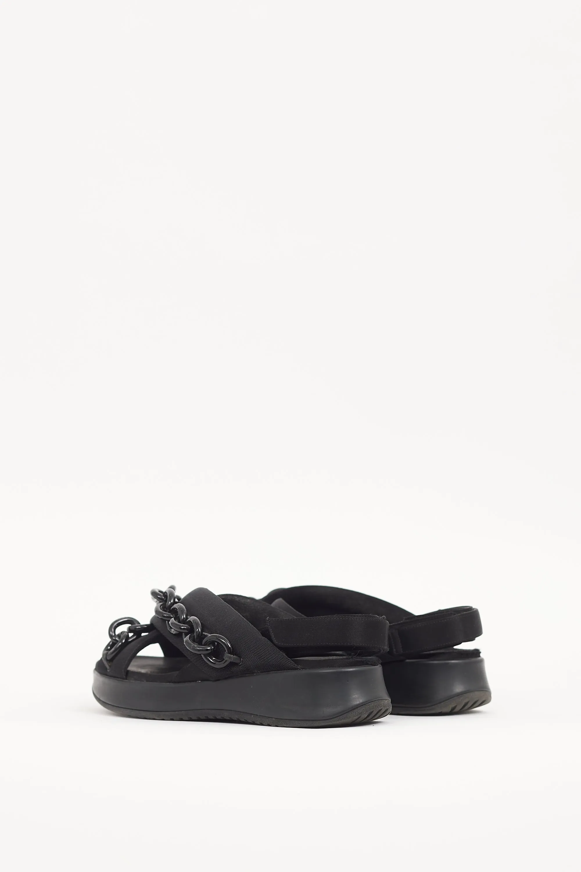 Black Criss Cross Chain Sandal