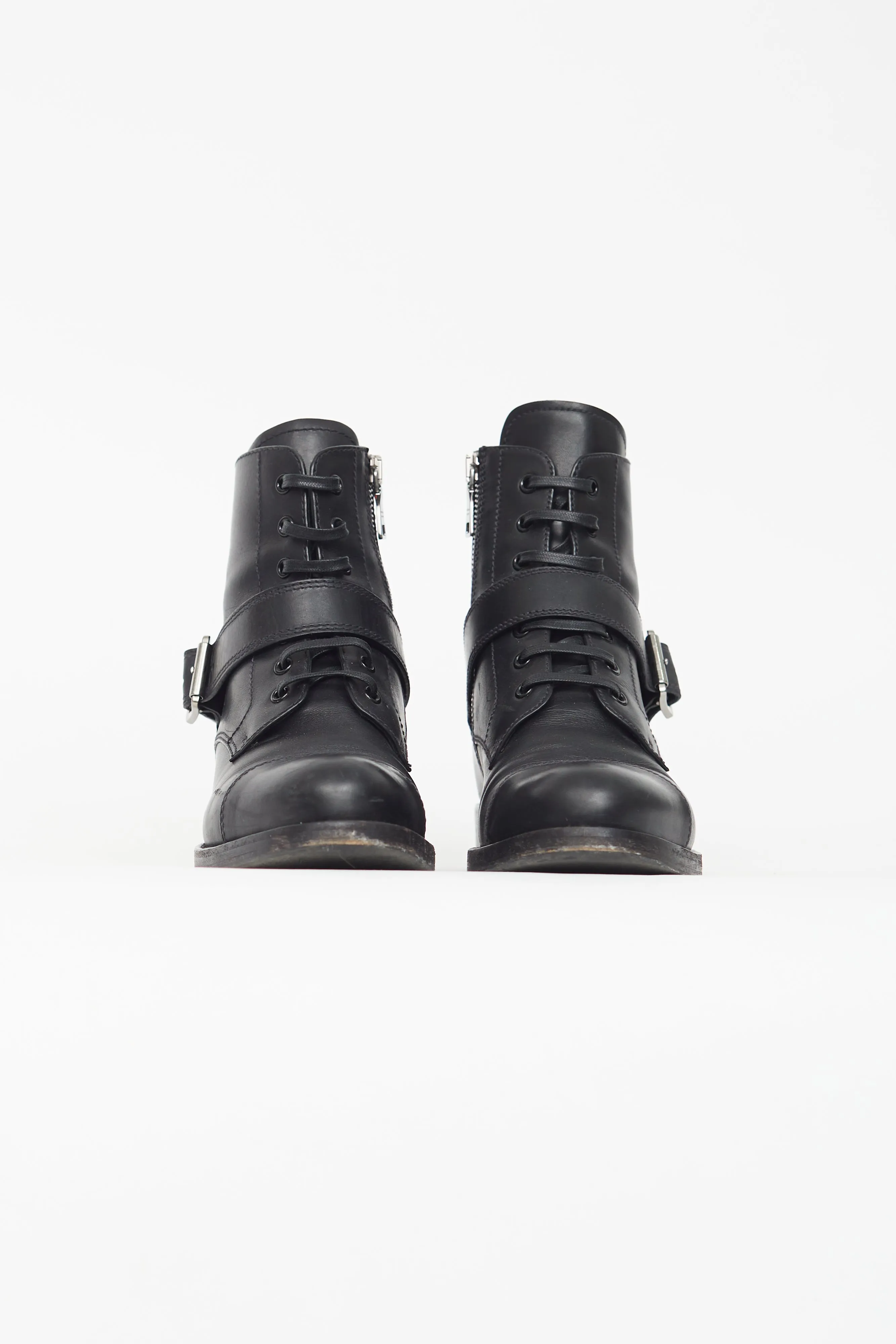 Black Leather Buckle Boot