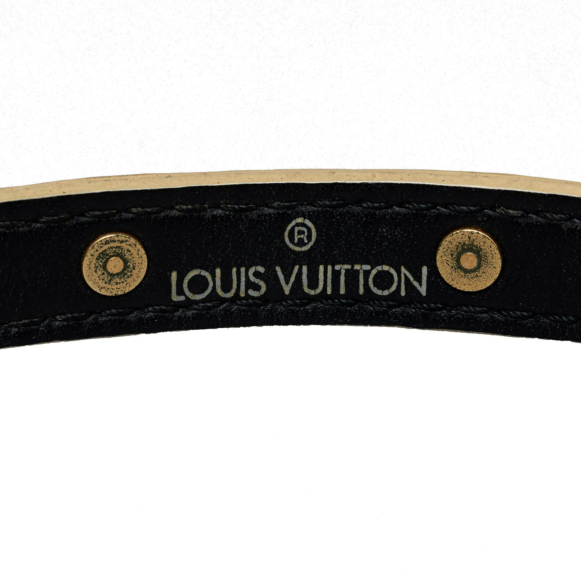 Black Louis Vuitton Studded Suhali Double Wrap Bracelet