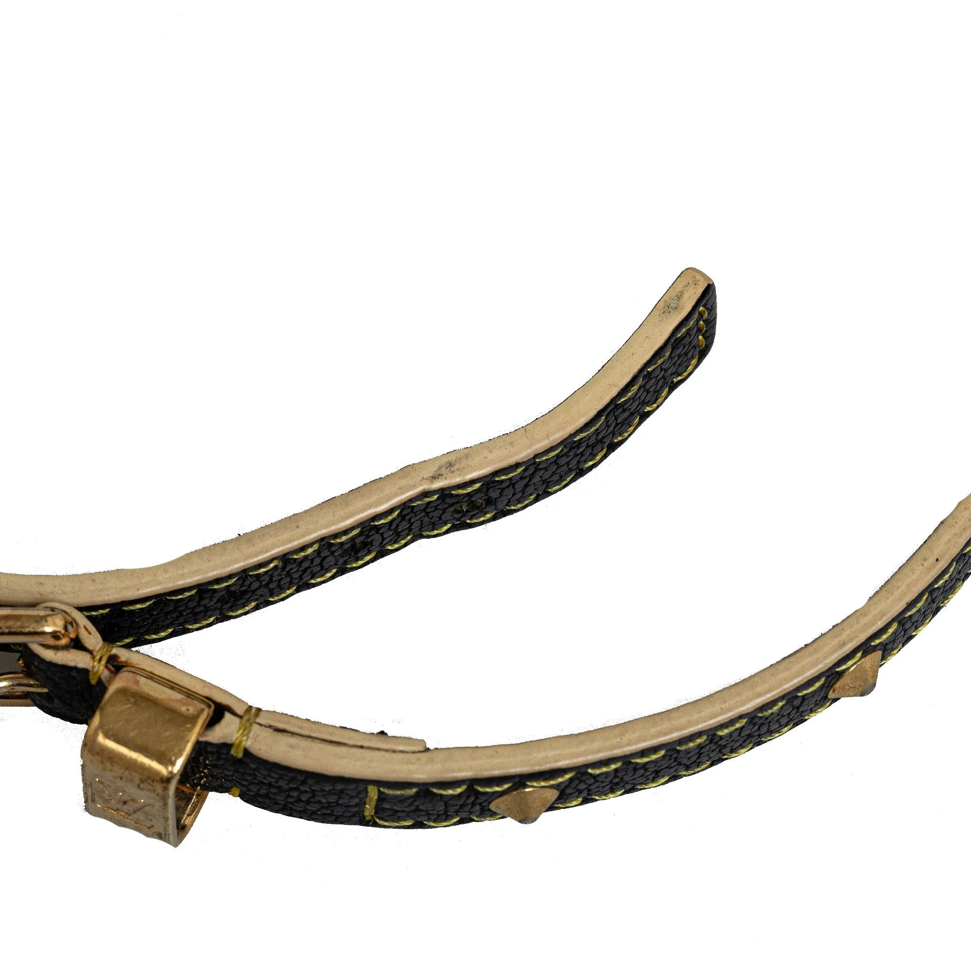 Black Louis Vuitton Studded Suhali Double Wrap Bracelet