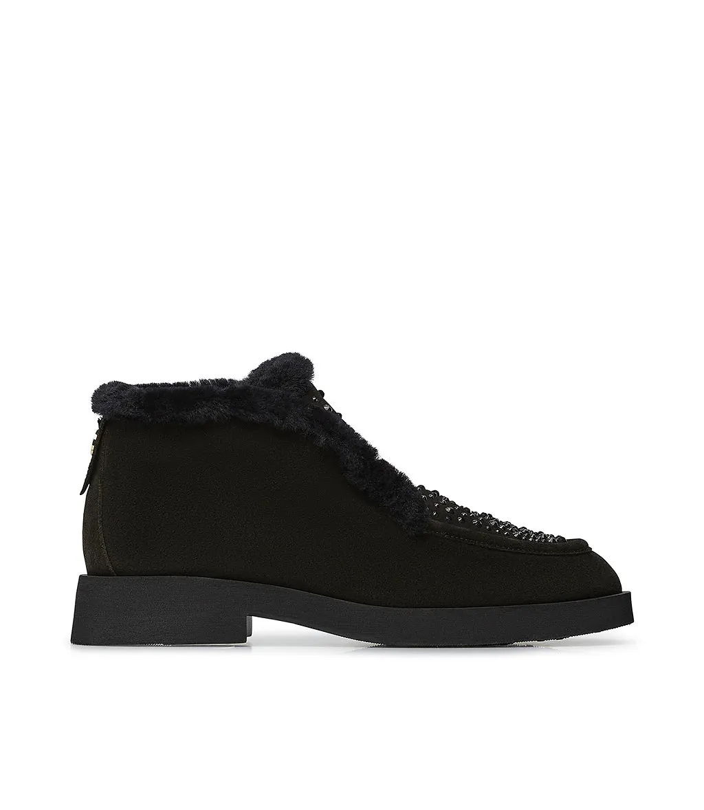 Black suede and sheraling loafers