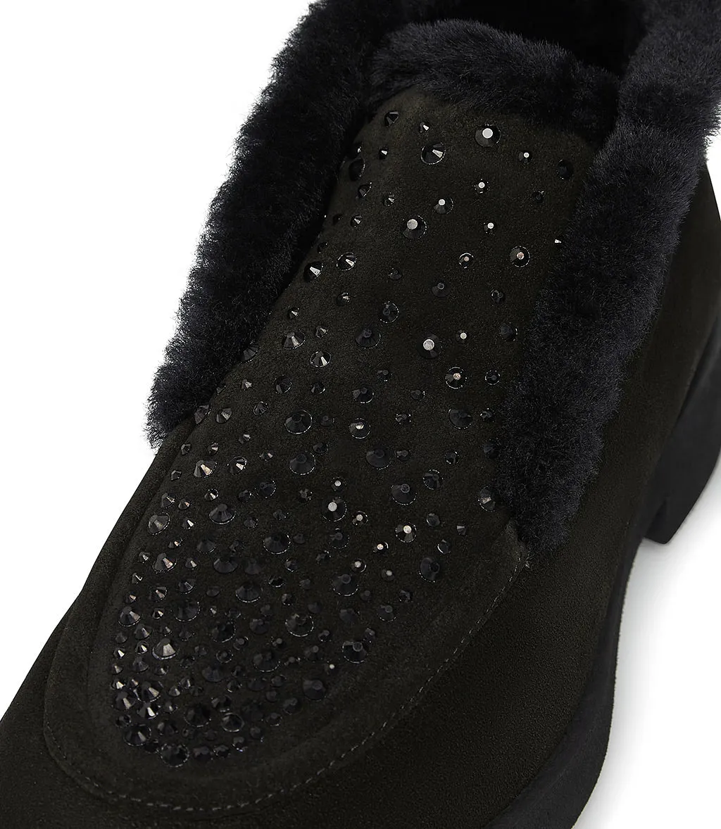 Black suede and sheraling loafers