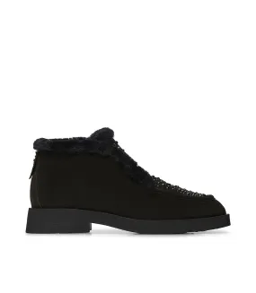 Black suede and sheraling loafers