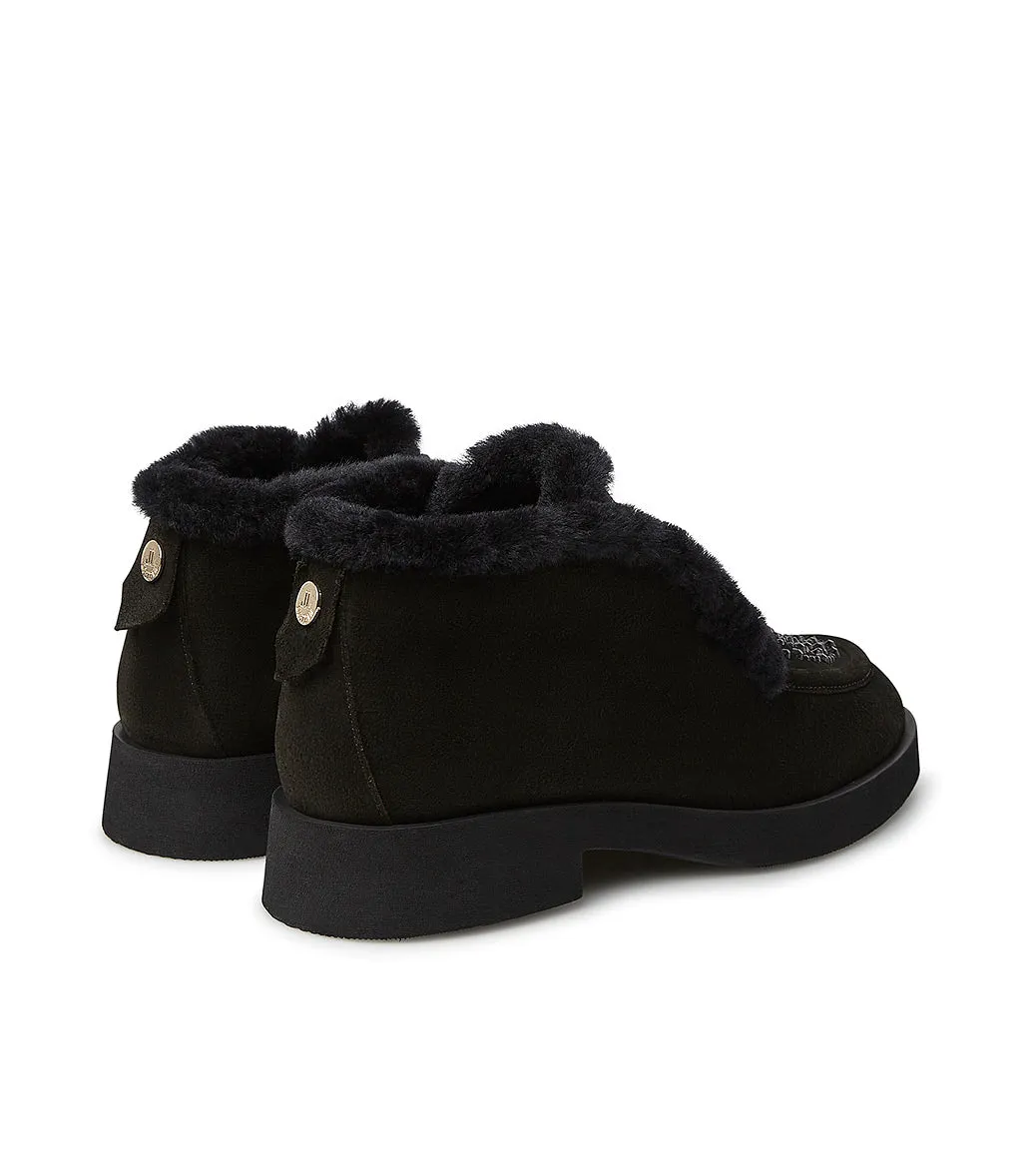 Black suede and sheraling loafers