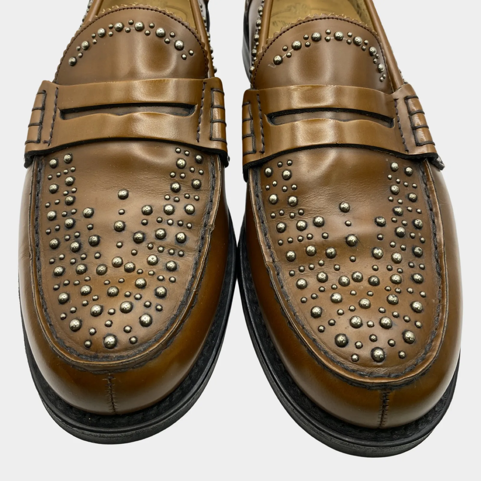 Church's men's brown studded leather loafers