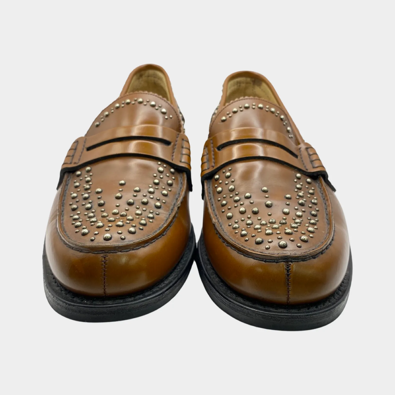 Church's men's brown studded leather loafers
