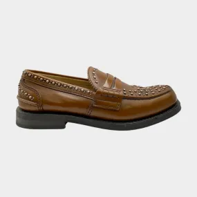 Church's men's brown studded leather loafers