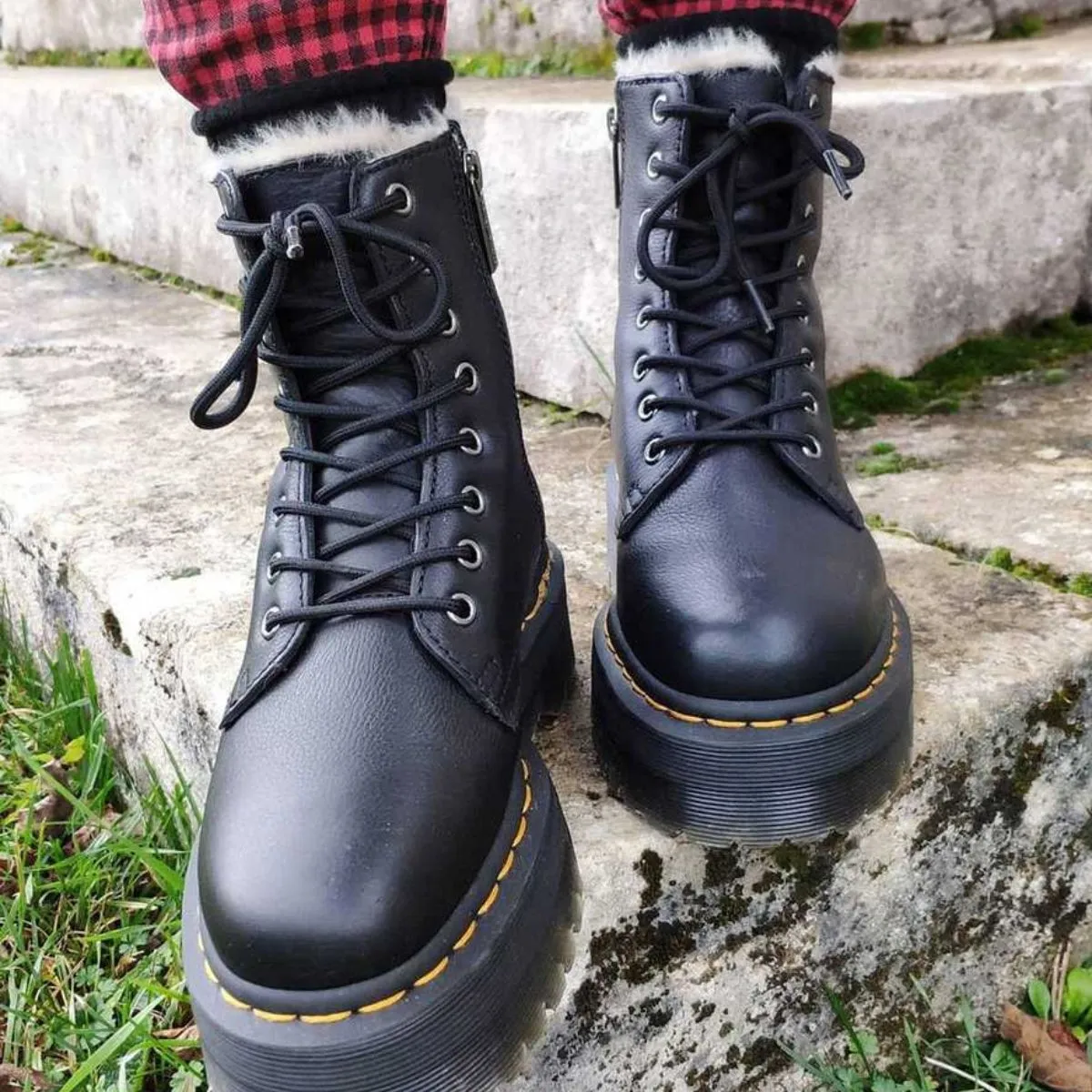Dr Martens Jadon Faux Fur Black W