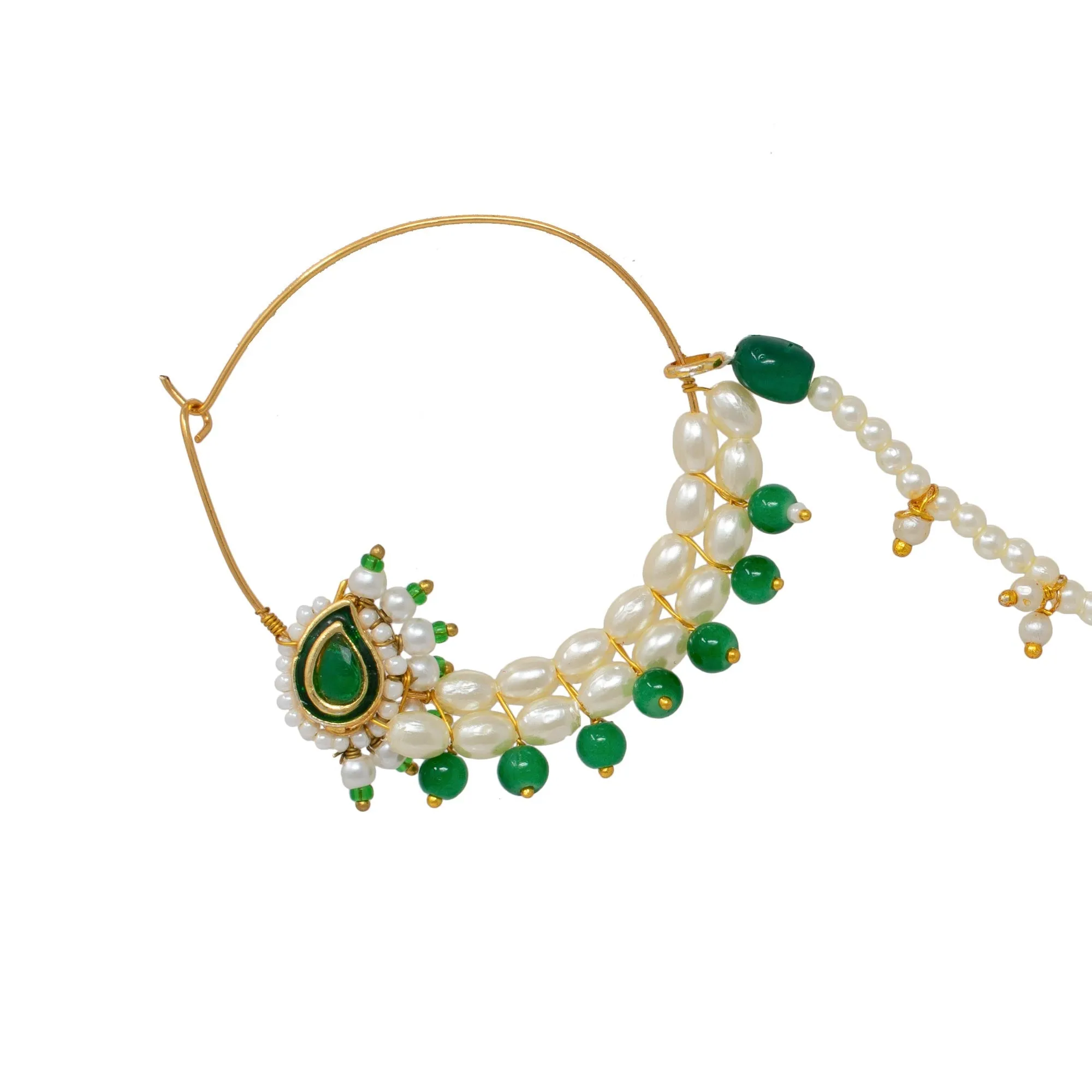 Green Nath: Moti Royal Nose Jewel