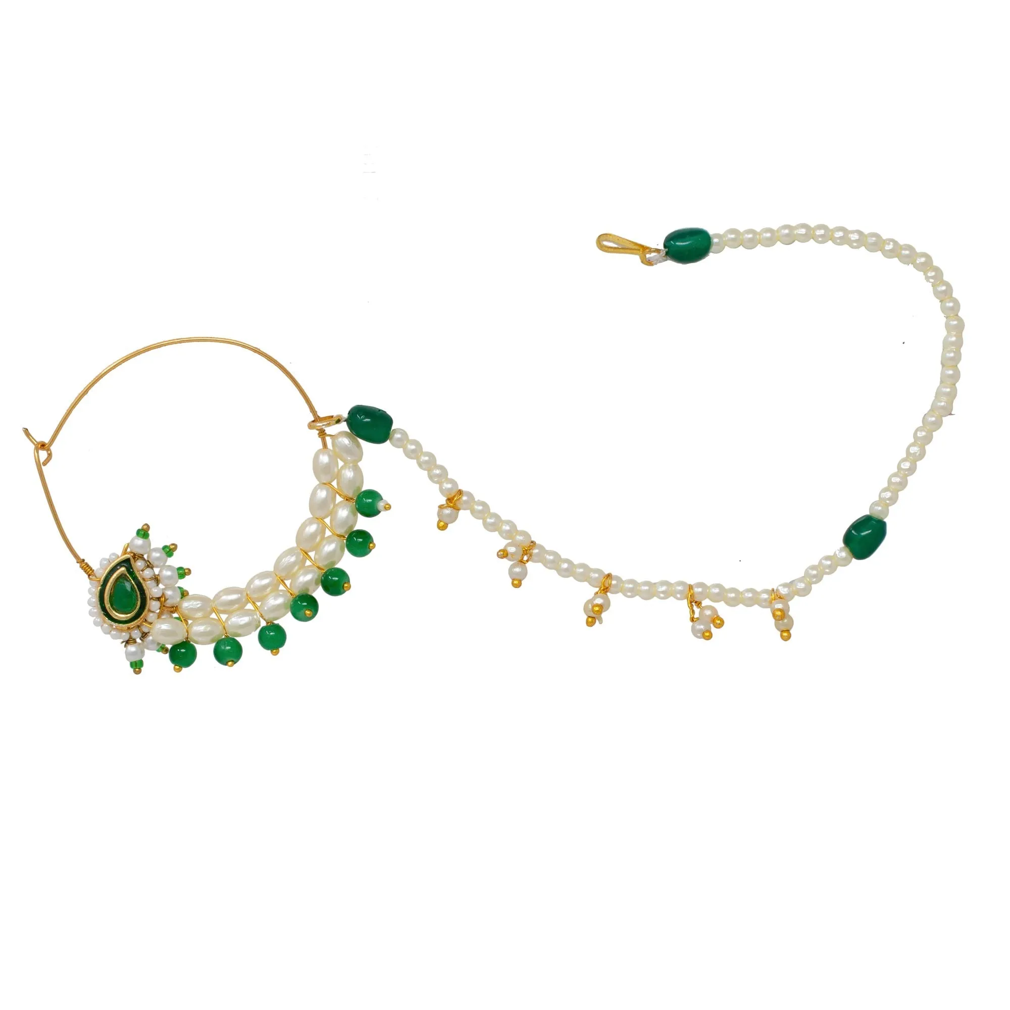 Green Nath: Moti Royal Nose Jewel