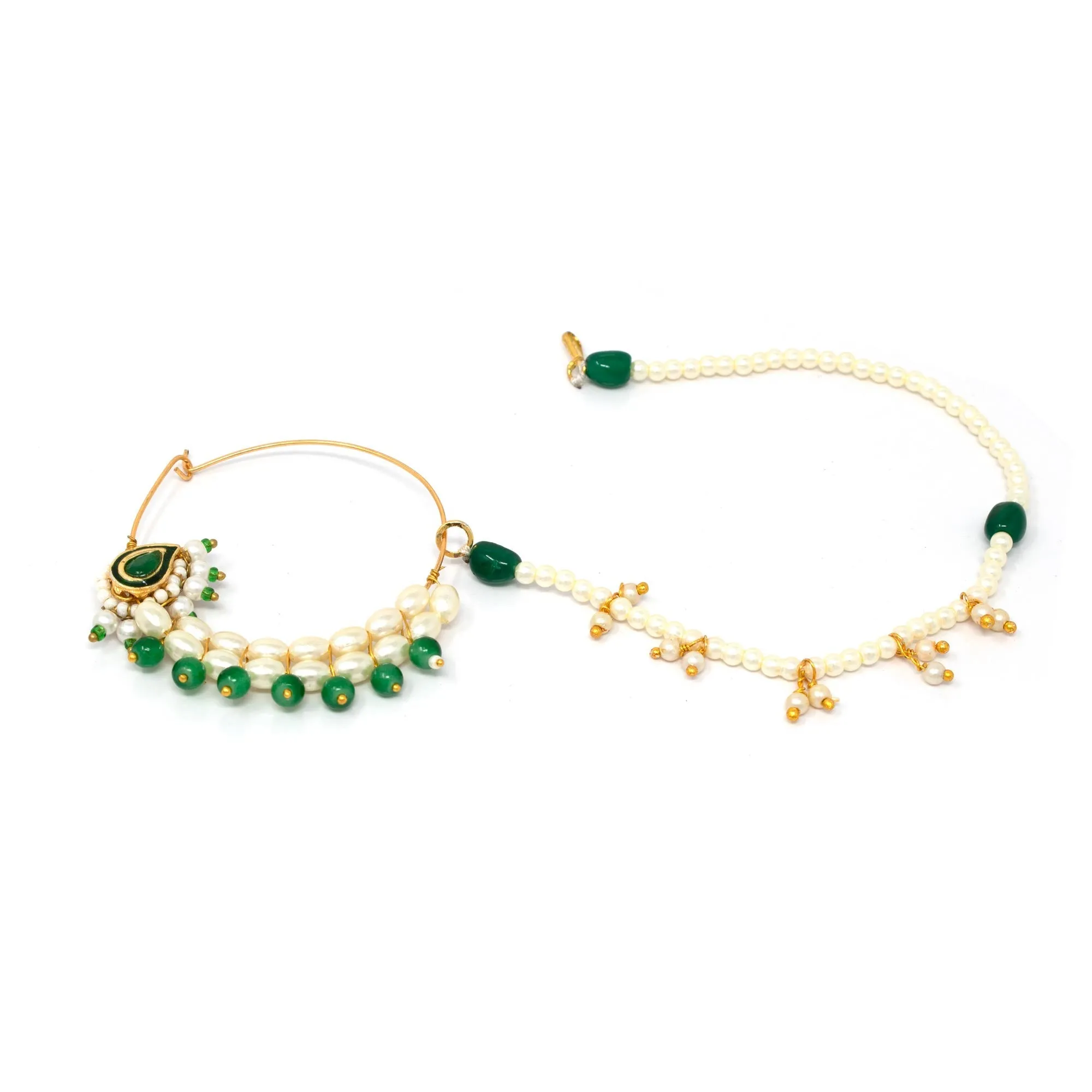 Green Nath: Moti Royal Nose Jewel