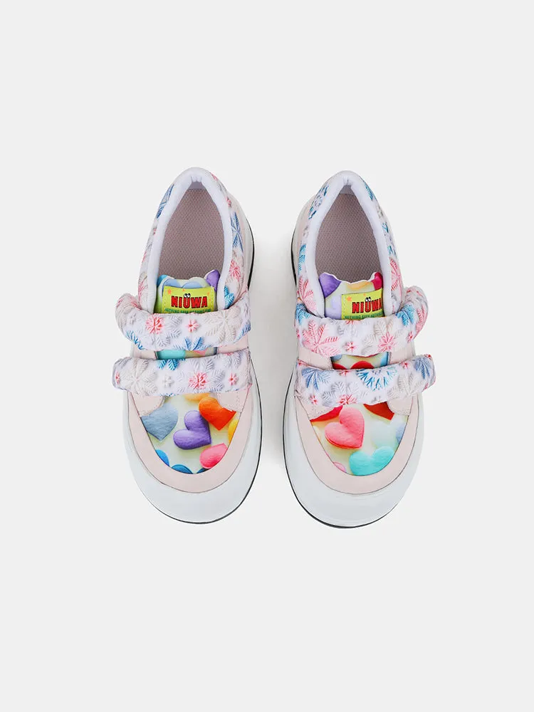 Heart Pattern Round-Toe Flats