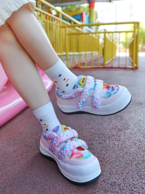 Heart Pattern Round-Toe Flats