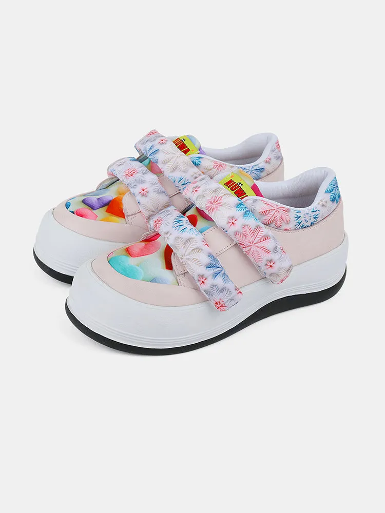 Heart Pattern Round-Toe Flats