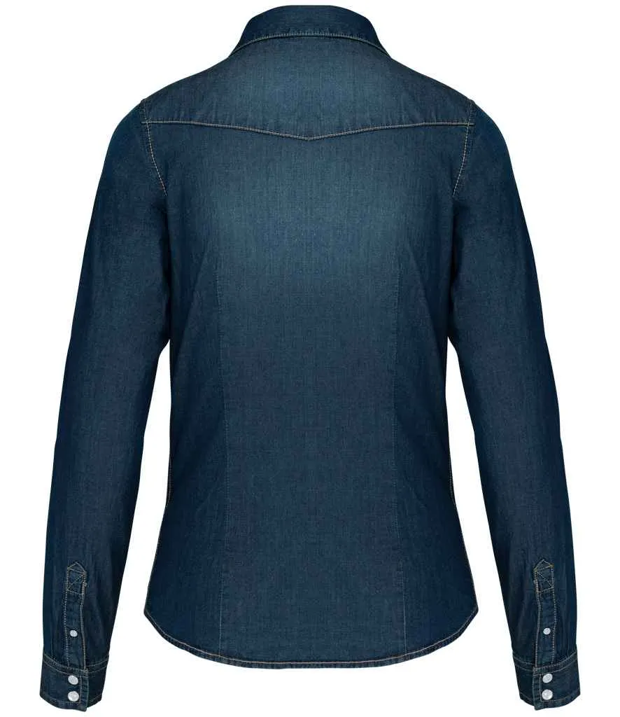 Kariban Ladies Long Sleeve Denim Shirt | Blue Jean