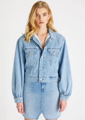 Lauryn Faux Fur Lined Jacket in Ice Blue Indigo