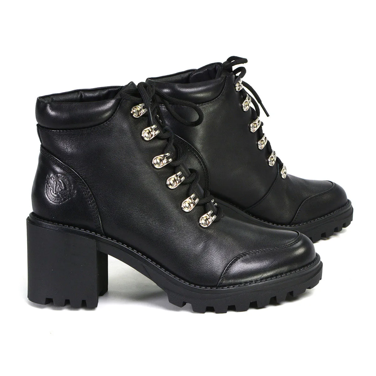 Milwaukee Performance Leather MBL9439 Women's Devine Black Leather Lace to Toe Boots with Platform Heel