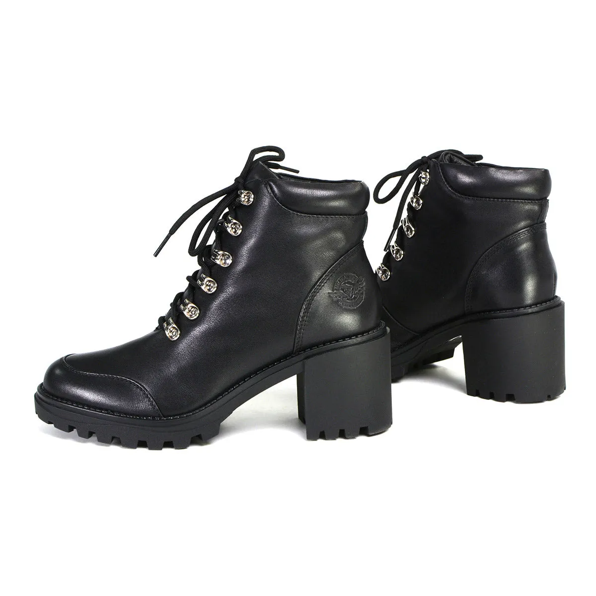 Milwaukee Performance Leather MBL9439 Women's Devine Black Leather Lace to Toe Boots with Platform Heel