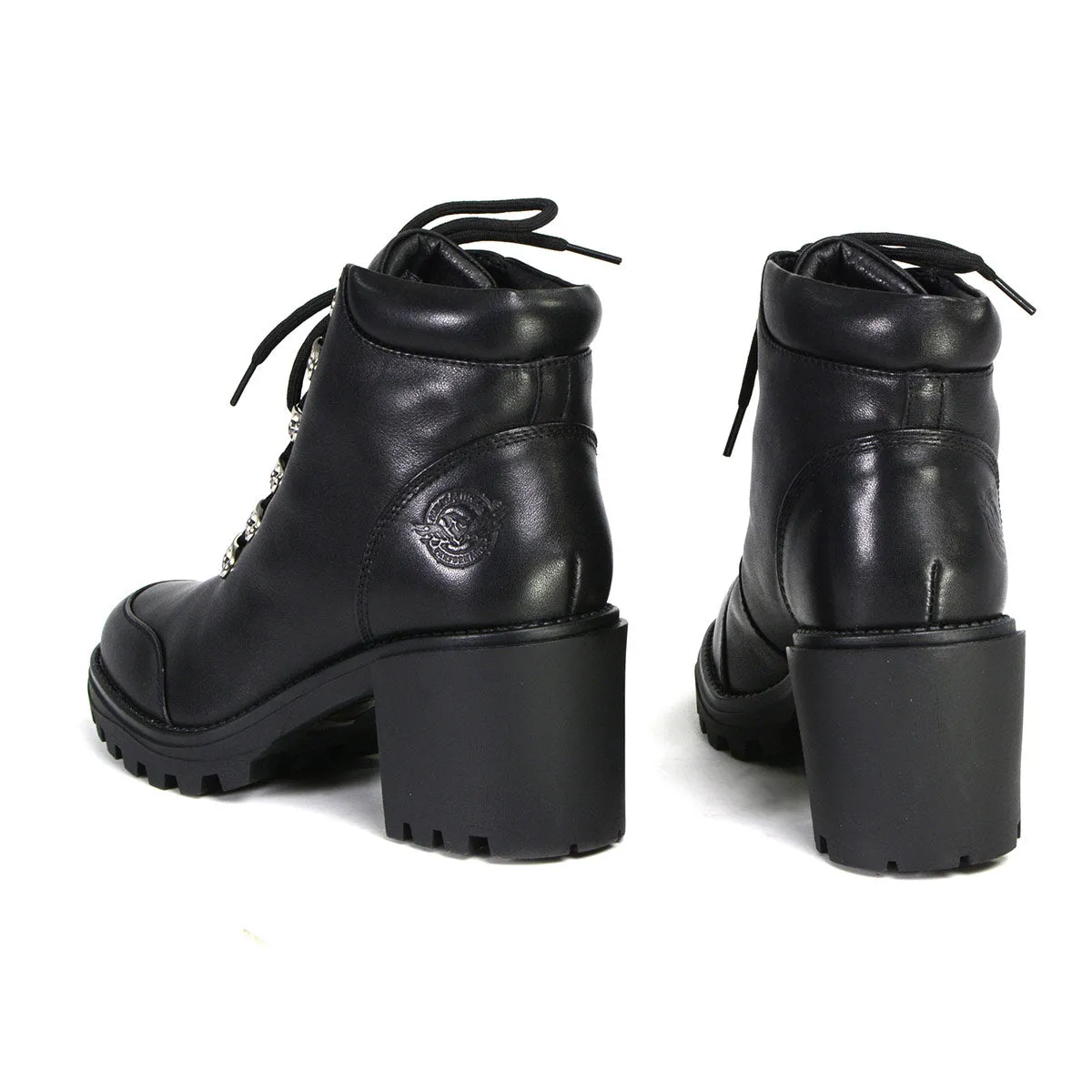 Milwaukee Performance Leather MBL9439 Women's Devine Black Leather Lace to Toe Boots with Platform Heel