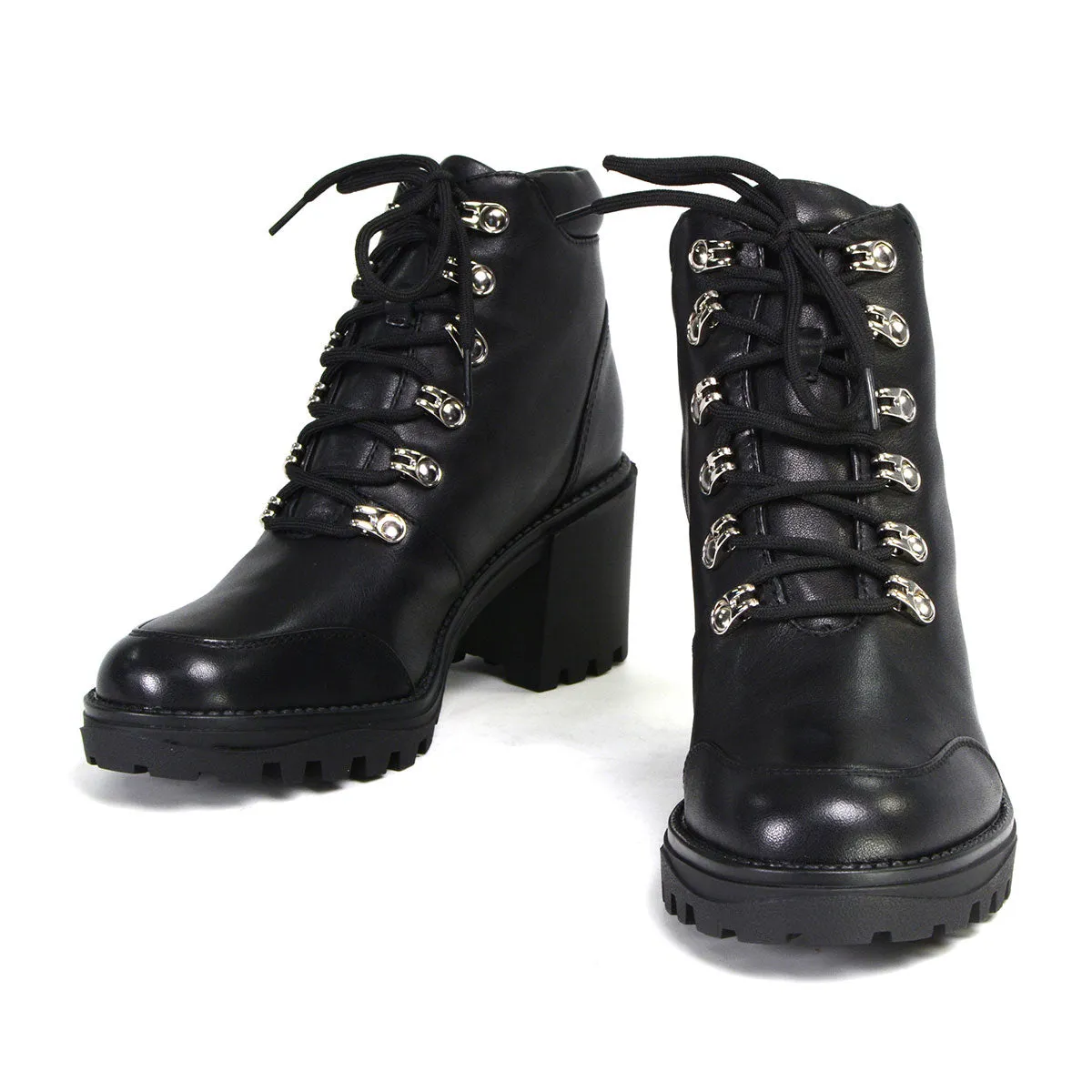 Milwaukee Performance Leather MBL9439 Women's Devine Black Leather Lace to Toe Boots with Platform Heel