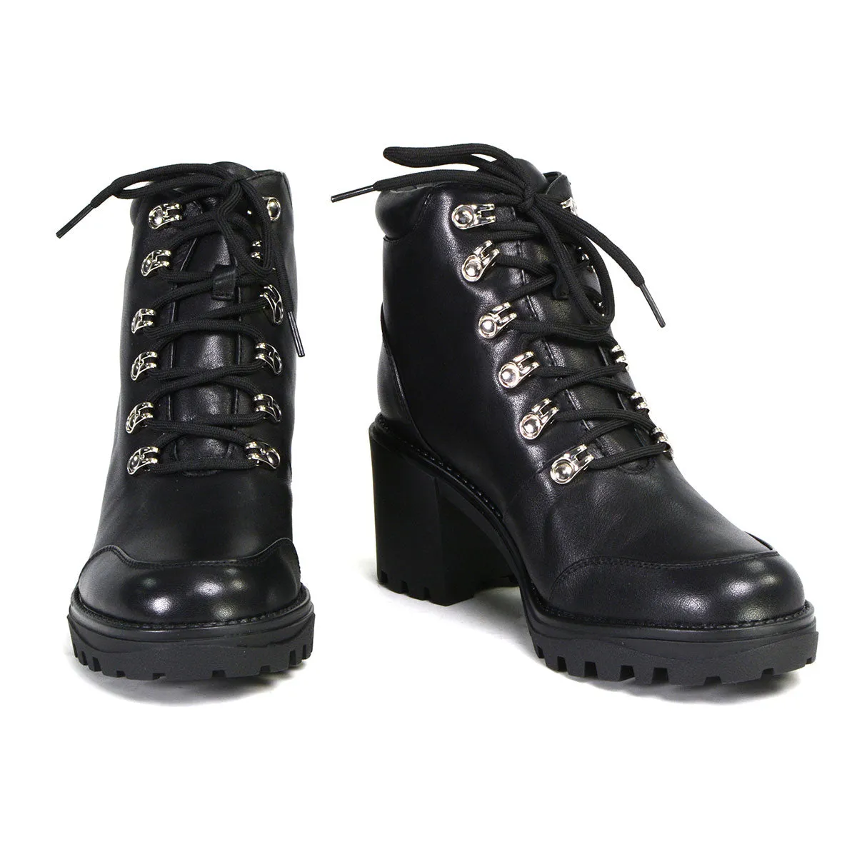 Milwaukee Performance Leather MBL9439 Women's Devine Black Leather Lace to Toe Boots with Platform Heel