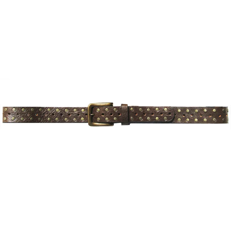 Skinny Studded Belt - Chocolate