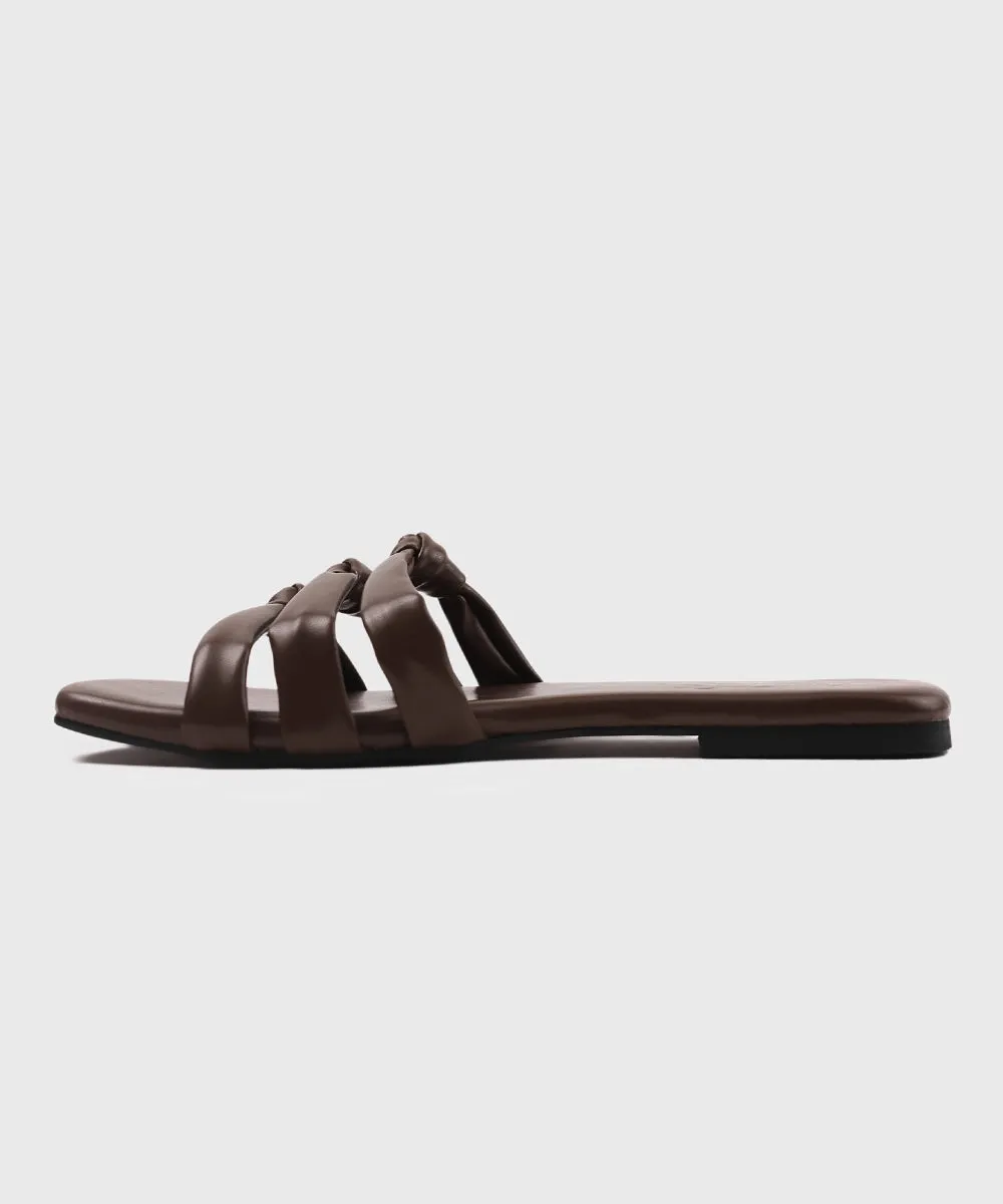 Square Toe Flats with Knot Detail
