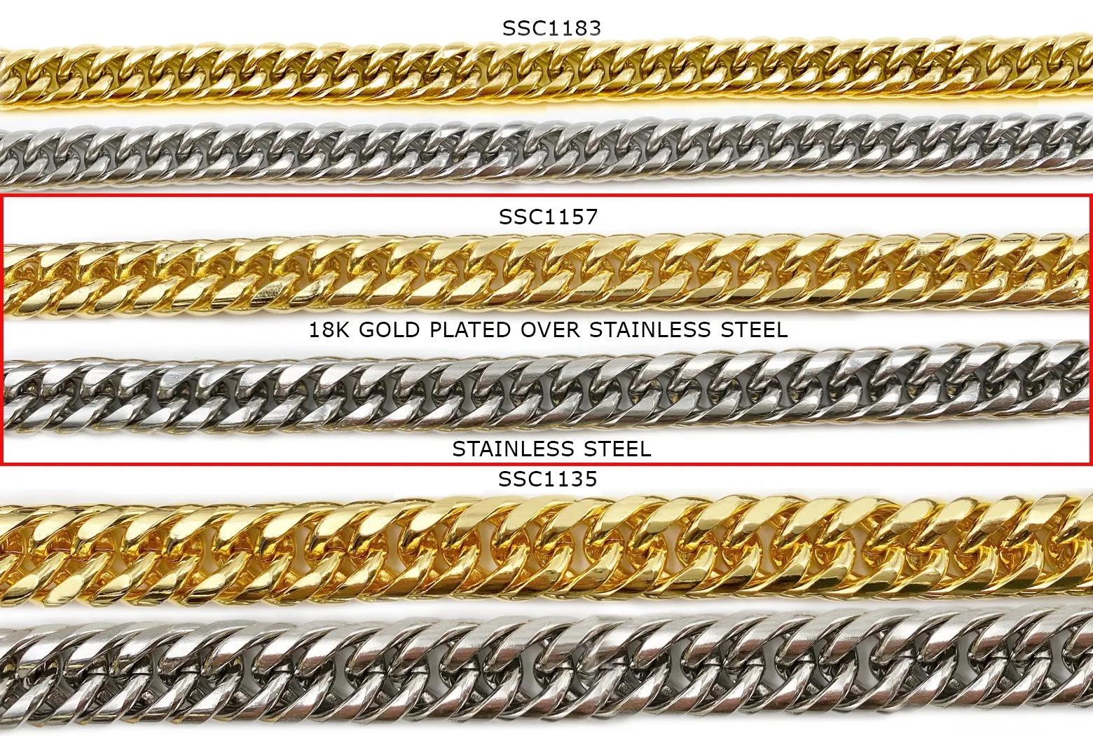SSC1157  Stainless Steel Rounded Curb Chain CHOOSE COLOR BELOW