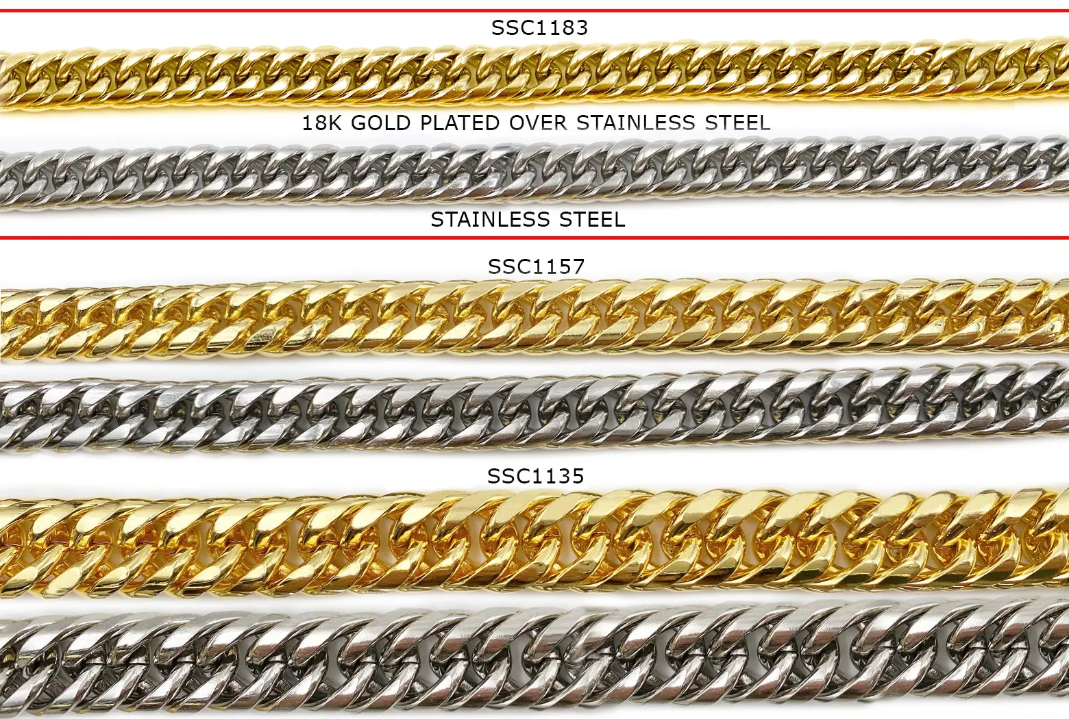 SSC1183  Stainless Steel Rounded Curb Chain CHOOSE COLOR BELOW